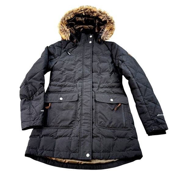 Eddie Bauer Jacket Parka EB 650 Winter Coat Black Down Filled Cold Weather XS - Picture 1 of 15